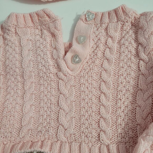 Baby Girl 3-6 Months Pink Sweater Dress and Hat - Picture 6 of 6